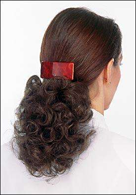 Layered Curls Synthetic Hair Extension with Bow & Barrette Clip - Image Maker Wigs Online