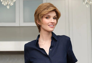 Paula EnvyHair wig by Envy, angled front view showing side-swept layers and tapered sides.