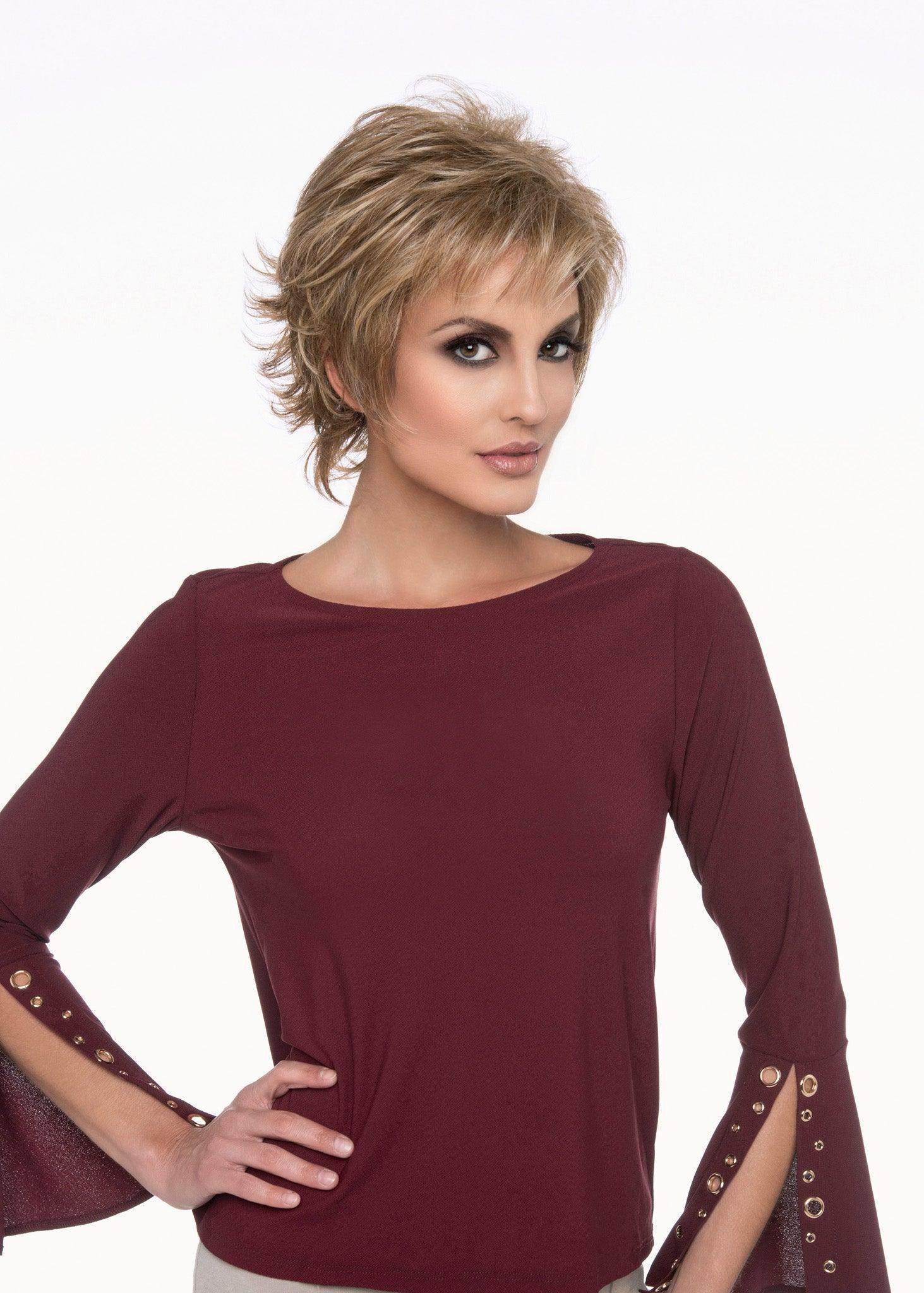 Aria | EnvyHair Human/Synthetic Blend Wig | Open Cap Construction | Envy Alan Eaton | Mocha Frost | Envy Wig | Image Maker Wigs Online